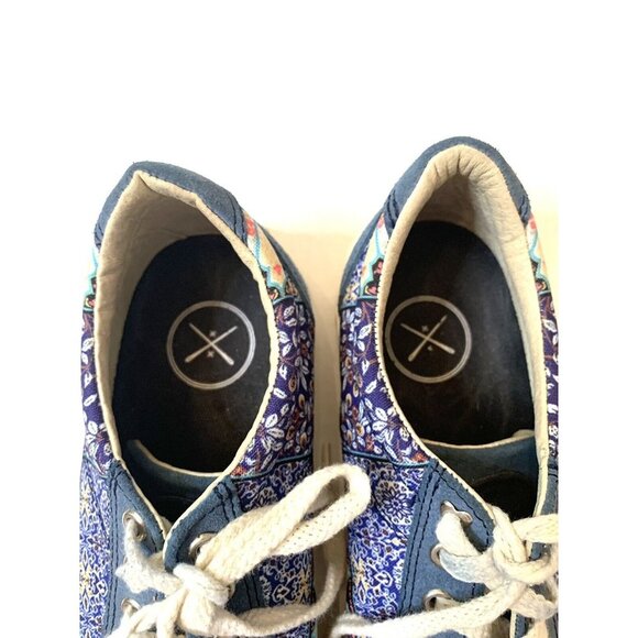 Canvas Native Tennis Shoes Women's 9 Men's 7 Blue Floral Patchwork bohemian - Picture 6 of 14